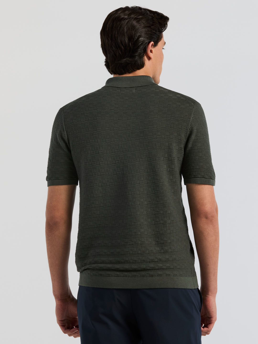 Textured Cotton Modal Polo Sweater (Urban Chic) 