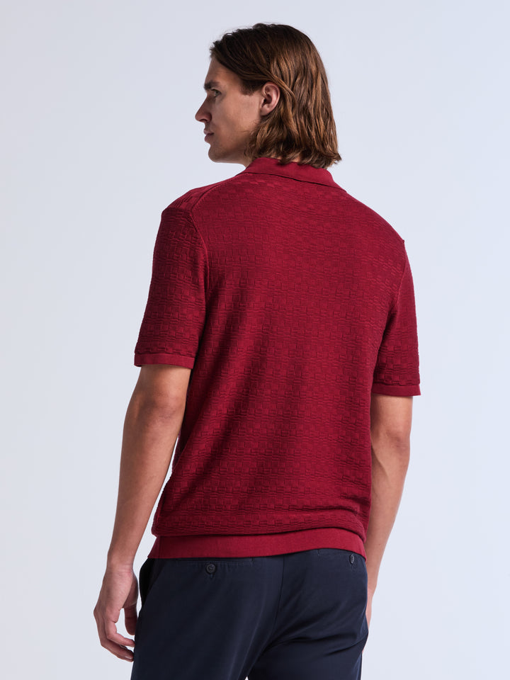 Textured Polo Sweater