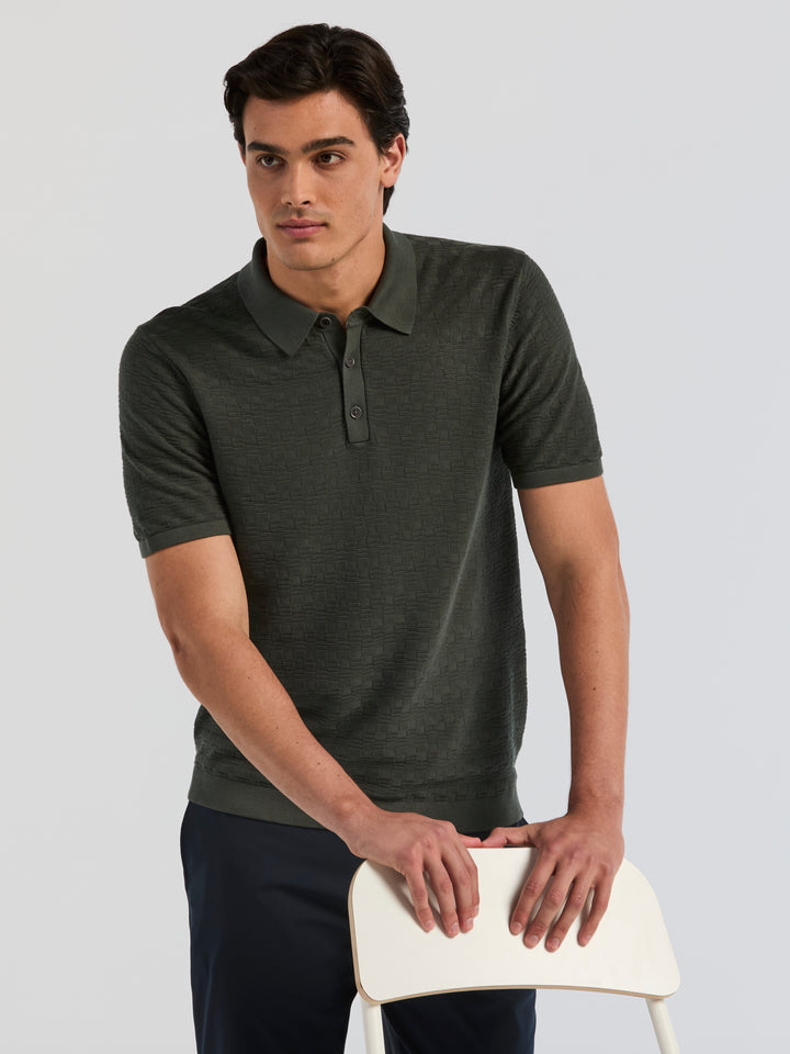 Textured Cotton Modal Polo Sweater (Urban Chic) 
