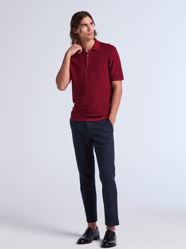 Textured Polo Sweater