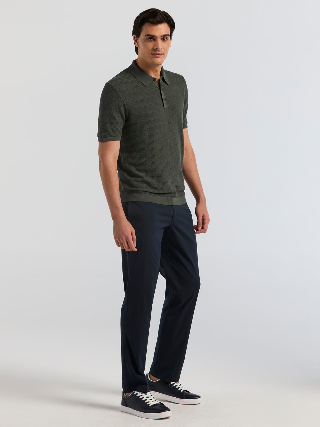 Textured Cotton Modal Polo Sweater (Urban Chic) 
