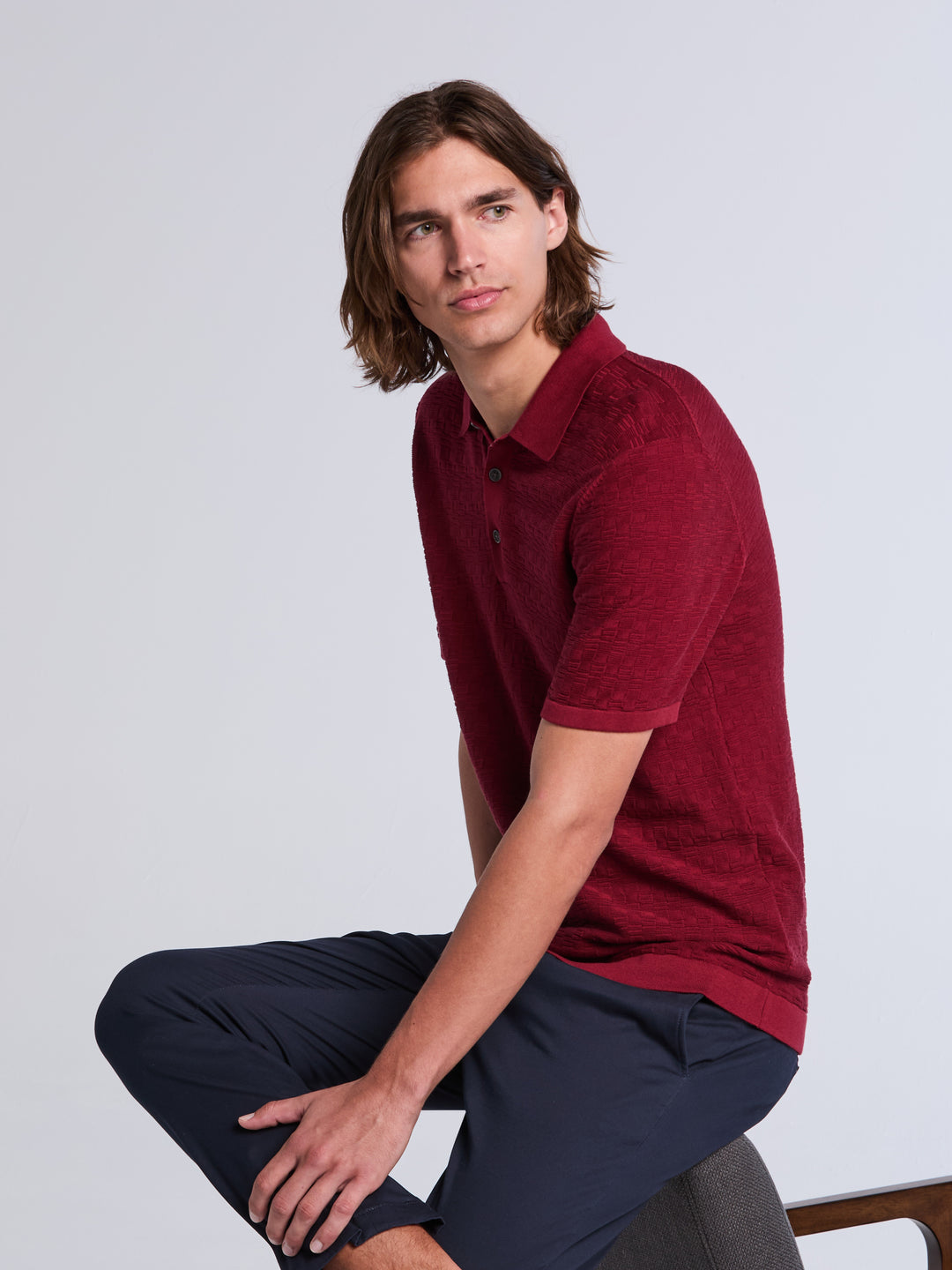 Textured Polo Sweater