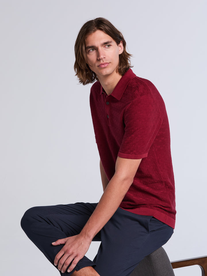 Textured Polo Sweater