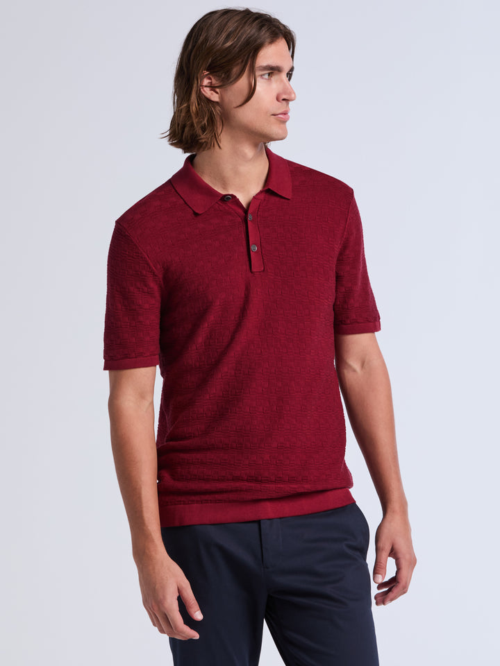 Textured Polo Sweater