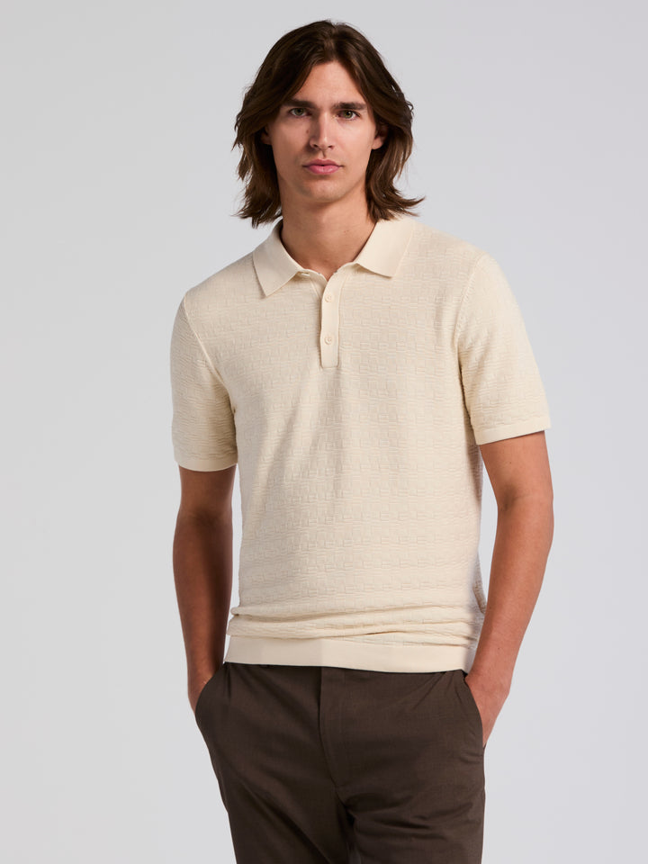 Textured Cotton Modal Polo Sweater (Turtledove) 