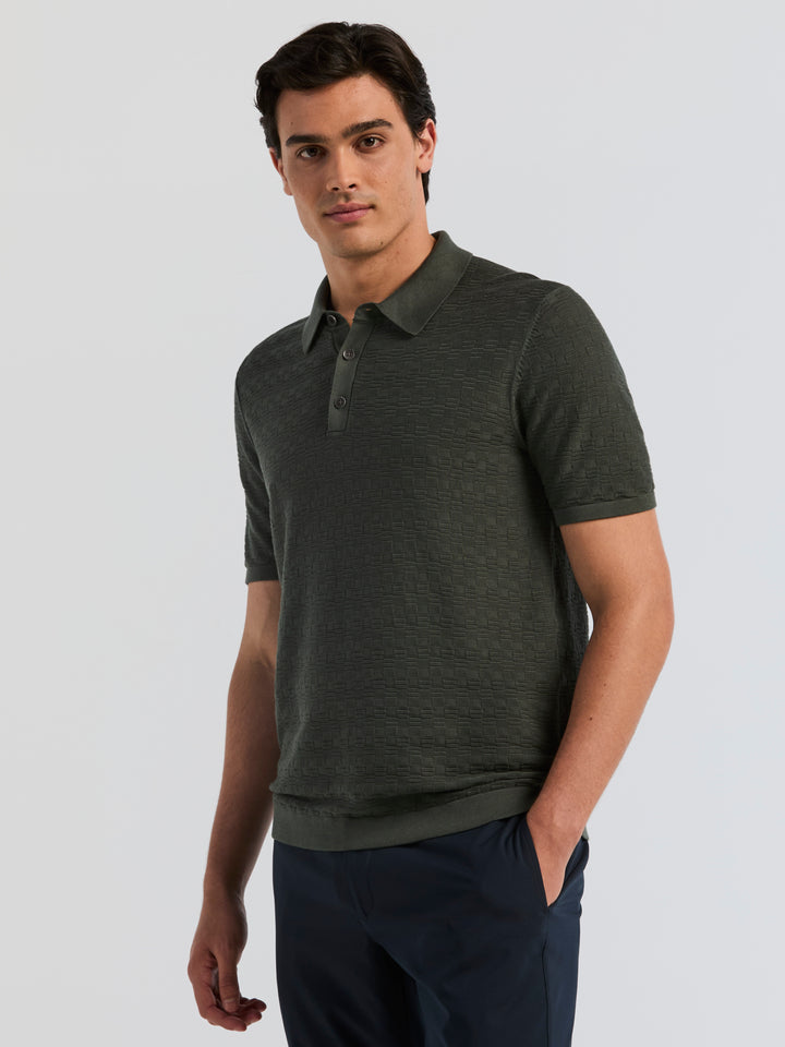 Textured Cotton Modal Polo Sweater (Urban Chic) 