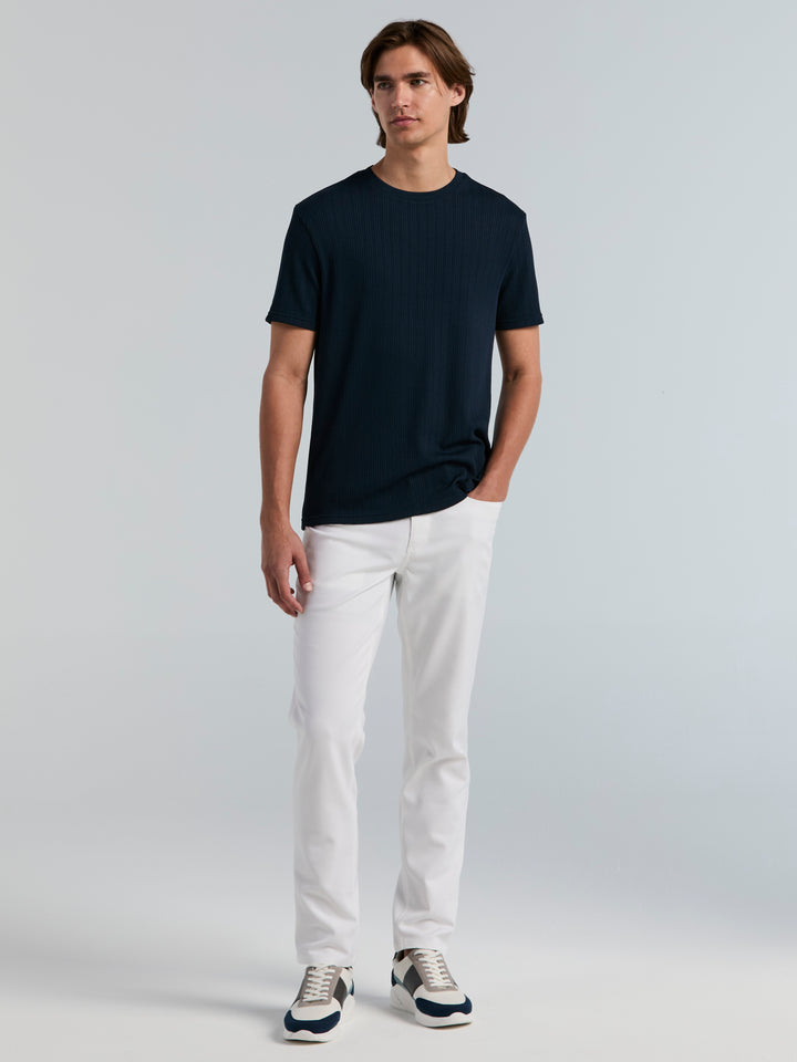 Poly Textured Stripe Crew Neck Tee (Dark Sapphire) 