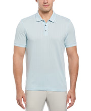 Textured Striped 3-Button Polo (Crystal Blue) 