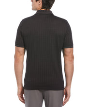 Textured Striped 3-Button Polo (Black) 