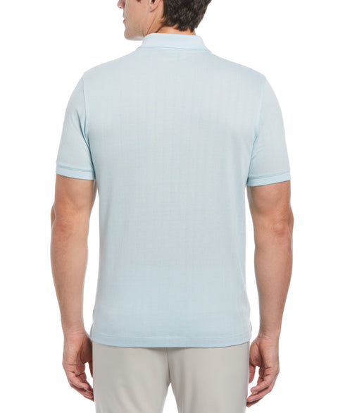 Textured Striped 3-Button Polo (Crystal Blue) 