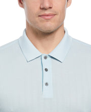 Textured Striped 3-Button Polo (Crystal Blue) 