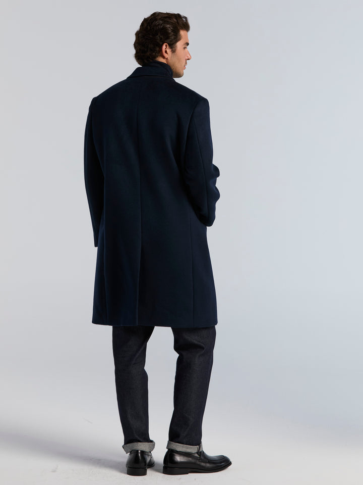 Textured Wool Double Breasted Jacket (Dark Sapphire) 