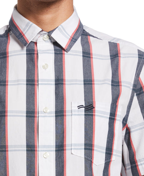 Thin Plaid Collared Shirt (Bright White) 