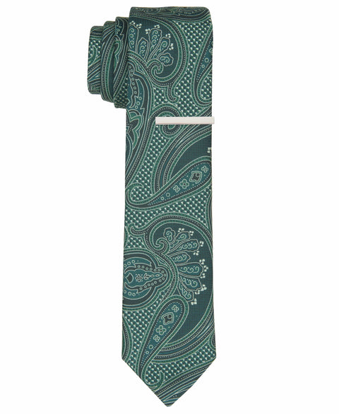 Tibbets Paisley Green Tie (Green) 