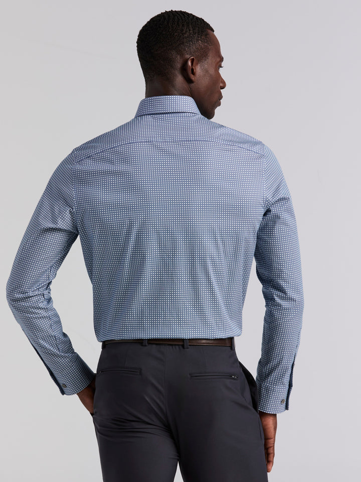 Tile Geo Print Cotton Shirt (True Navy) 