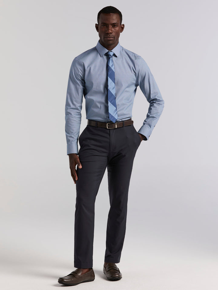 Tile Geo Print Cotton Shirt (True Navy) 