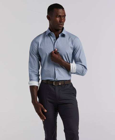Tile Geo Print Cotton Shirt (True Navy) 