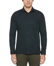 Tonal Floral Print Jacquard Shirt (Black) 