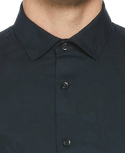 Tonal Floral Print Jacquard Shirt (Black) 