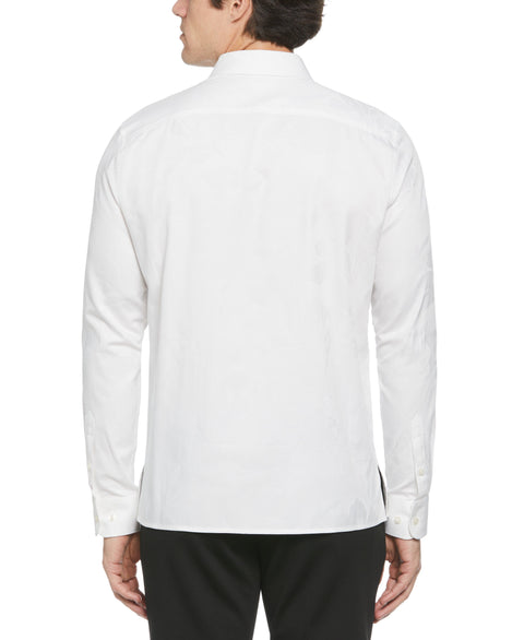 Tonal Floral Print Jacquard Shirt  (Bright White) 