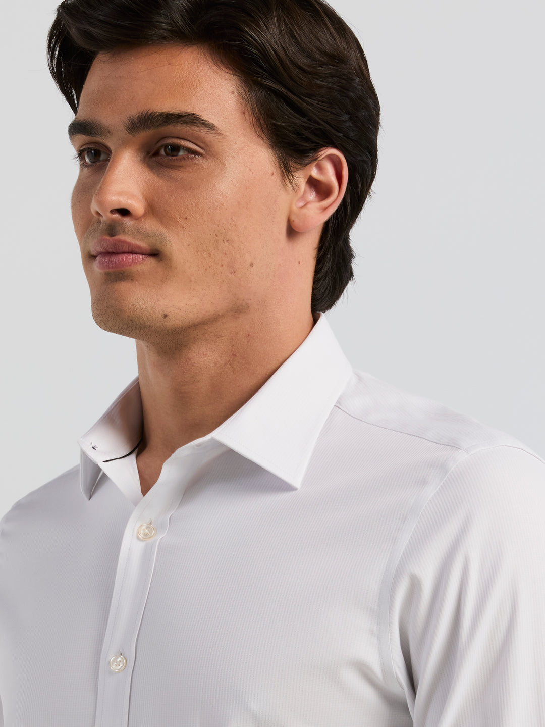 White Tonal Stripe Dress Shirt (Bright White) 