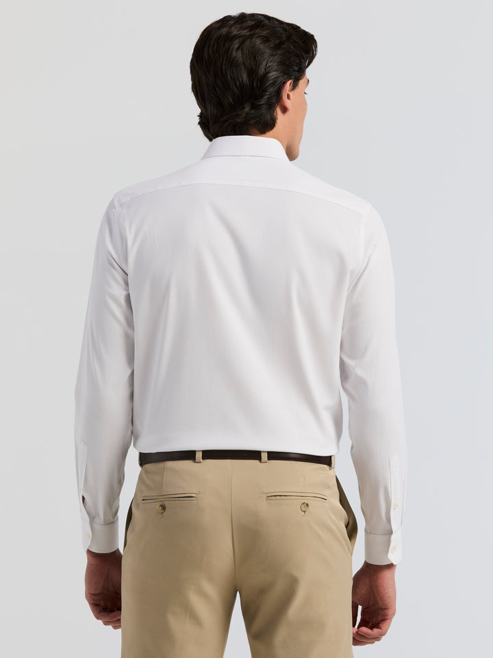 White Tonal Stripe Dress Shirt (Bright White) 