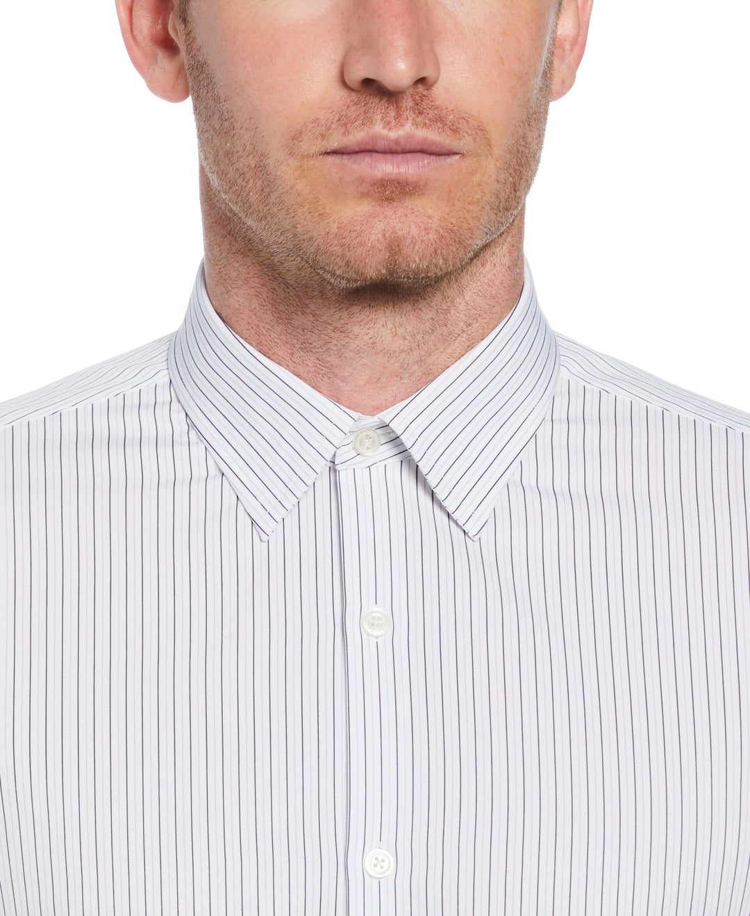 Total Stretch Bi-Color Pinstripe Shirt (Bright White) 