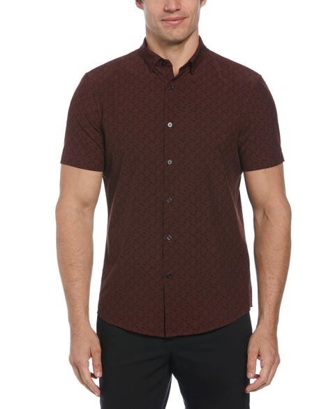 Total Stretch Diagonal Flower Print Shirt (Russet Brown) 