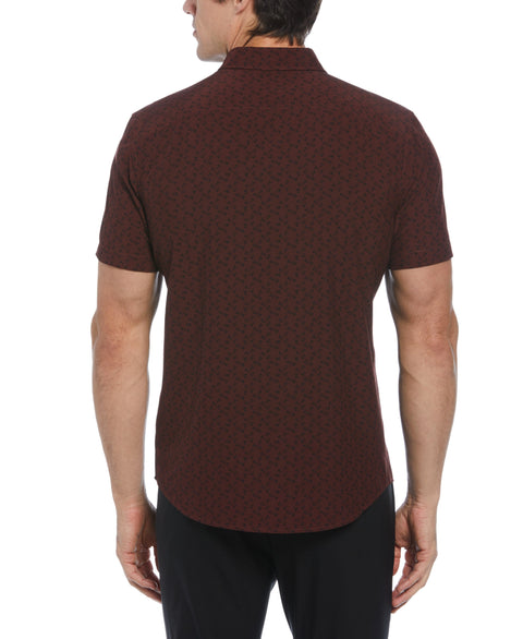 Total Stretch Diagonal Flower Print Shirt (Russet Brown) 