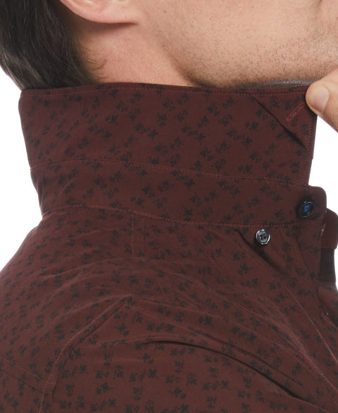 Total Stretch Diagonal Flower Print Shirt (Russet Brown) 
