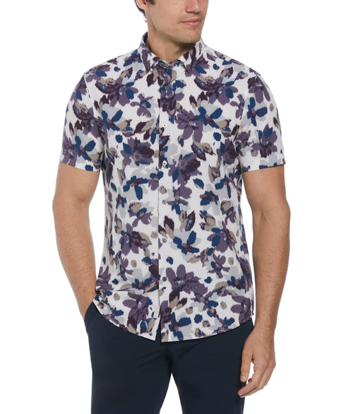 Total Stretch Moisture-Wicking Floral Print Shirt (Egret) 