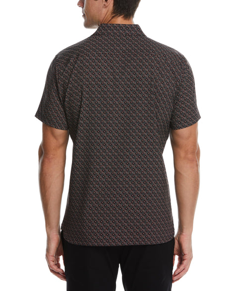 Total Stretch Micro Motif Print Shirt (Black) 