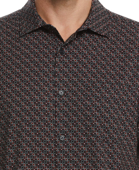 Total Stretch Micro Motif Print Shirt (Black) 