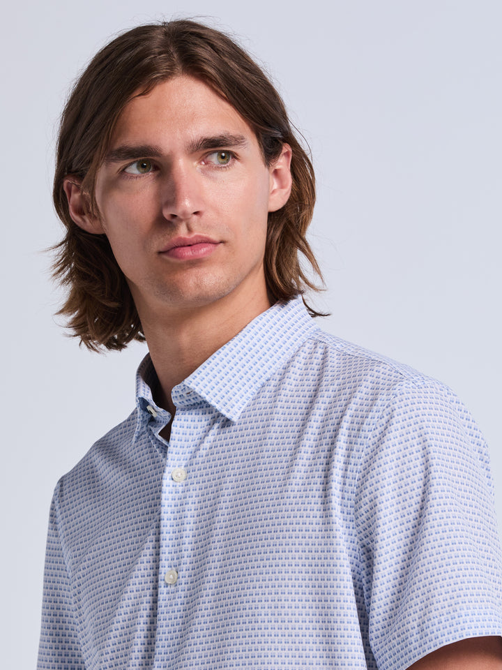 Micro Window Print Short Sleeve Shirt (Bright White) 