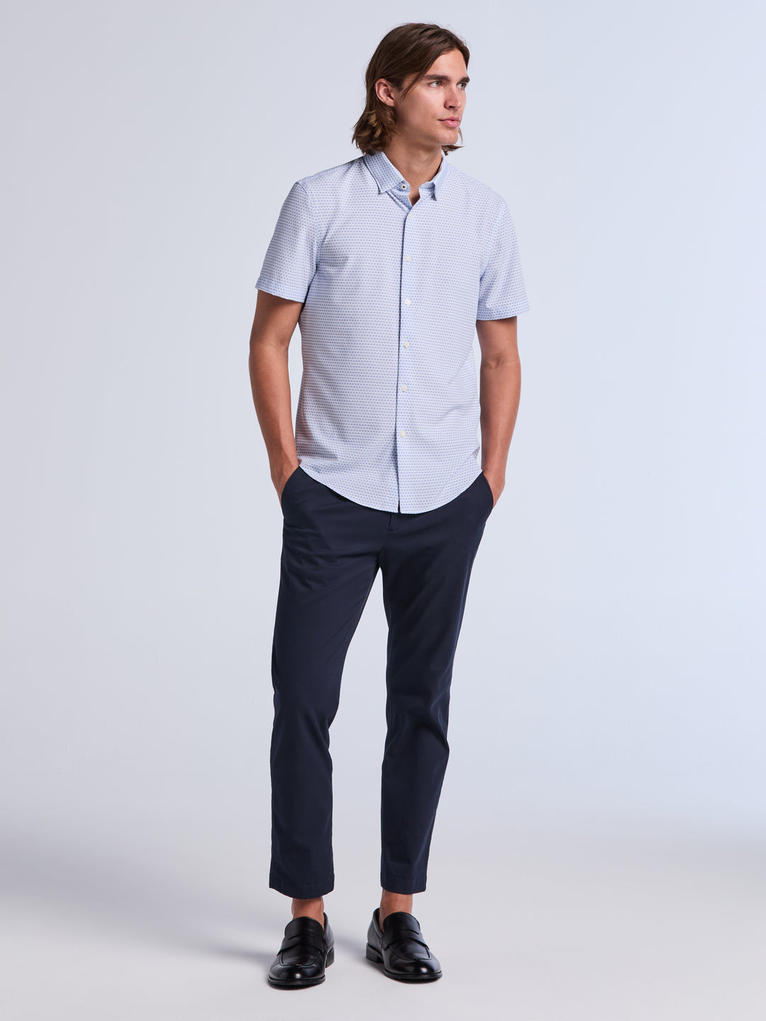 Micro Window Print Short Sleeve Shirt (Bright White) 