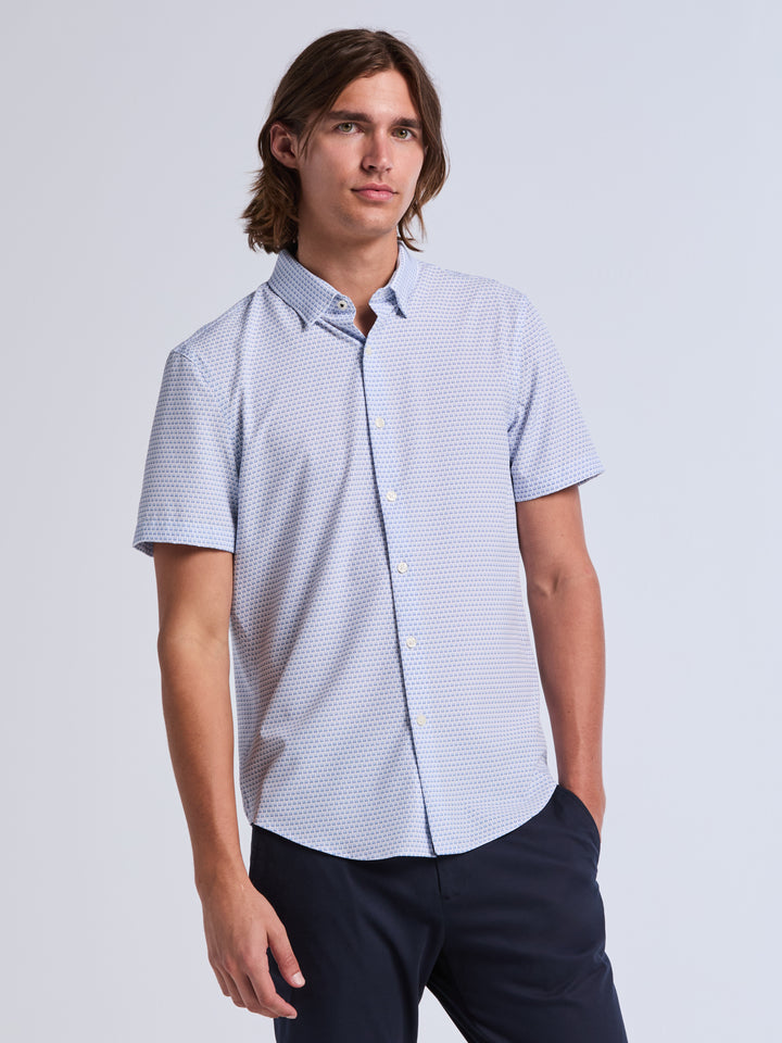 Micro Window Print Short Sleeve Shirt (Bright White) 