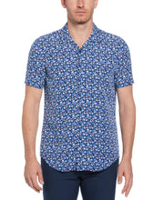 Total Stretch Mini Floral Print Shirt (Blue) 