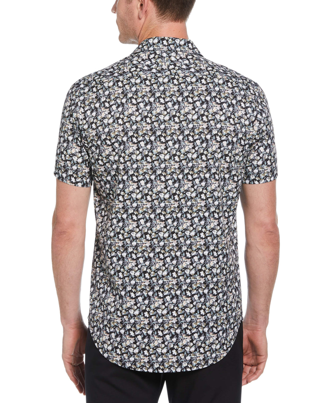 Total Stretch Mini Floral Print Shirt (Black) 