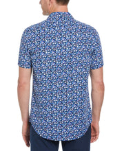 Total Stretch Mini Floral Print Shirt (Blue) 