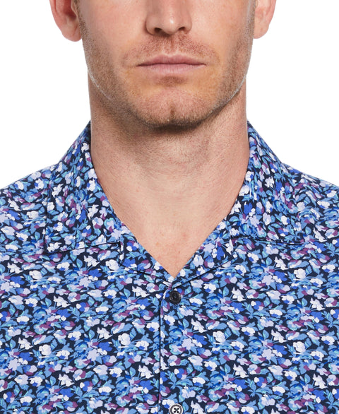 Total Stretch Mini Floral Print Shirt (Blue) 