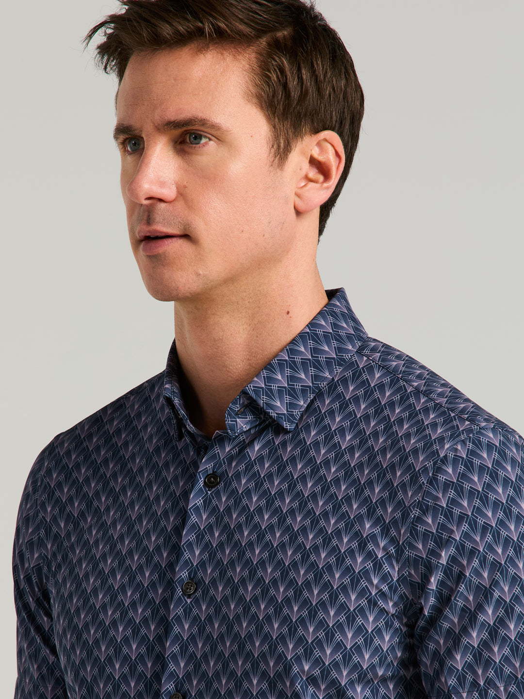 Ombre Diamond Print Short Sleeve Shirt (Pageant Blue) 