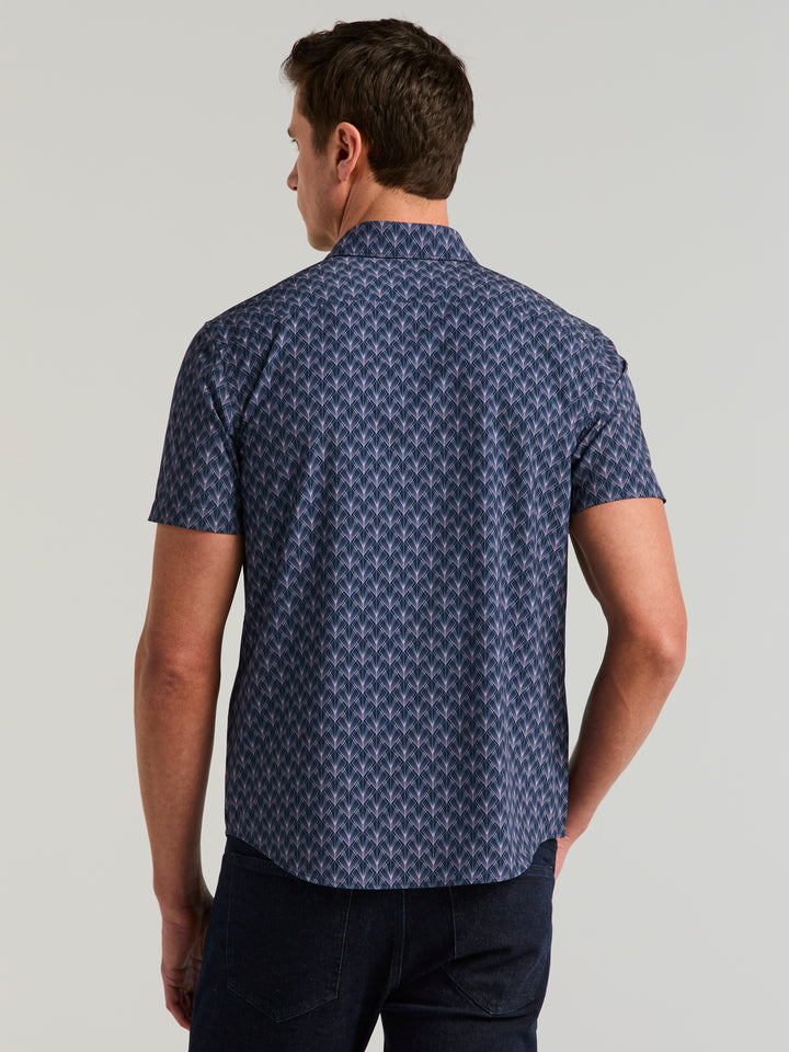 Ombre Diamond Print Short Sleeve Shirt (Pageant Blue) 