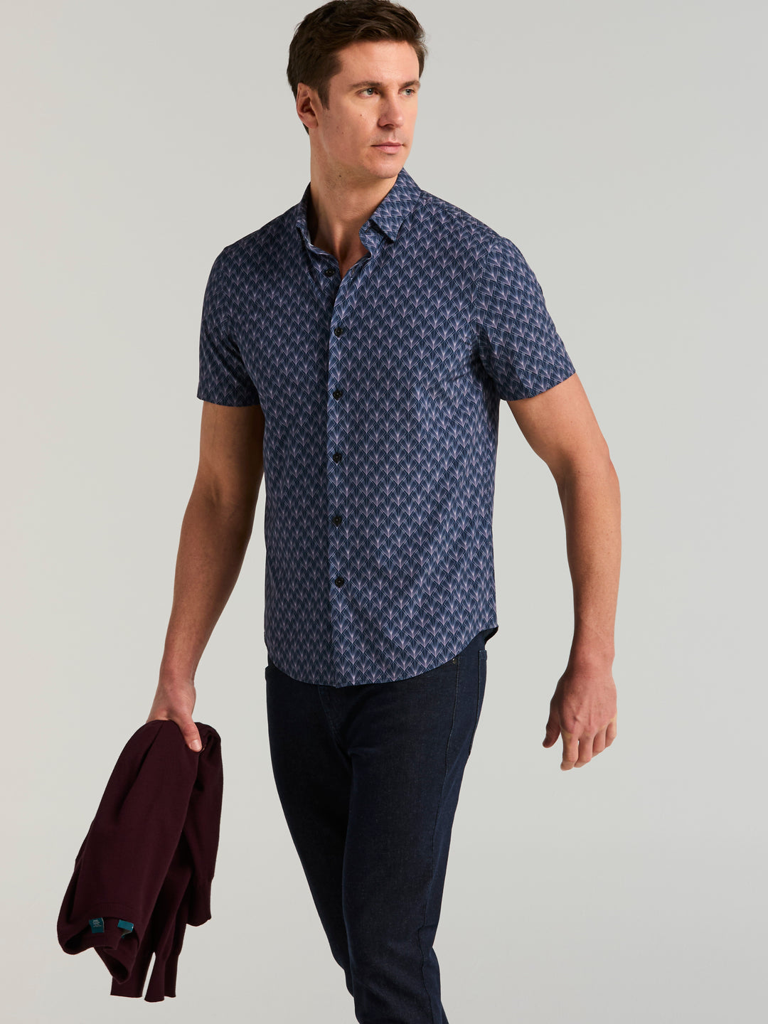 Ombre Diamond Print Short Sleeve Shirt (Pageant Blue) 