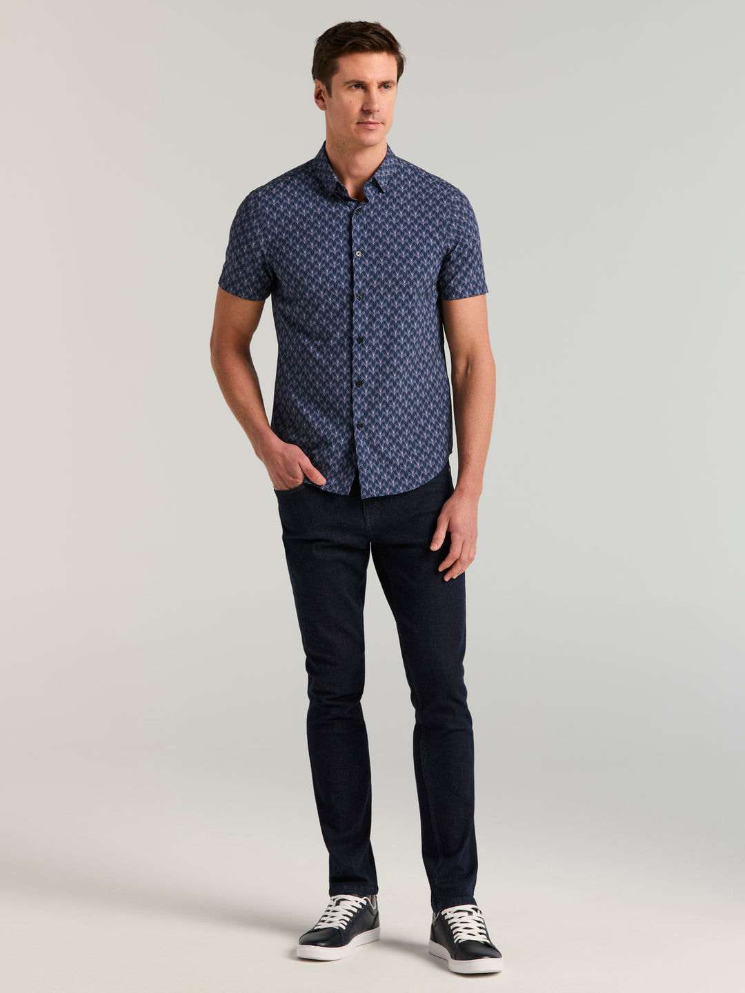 Ombre Diamond Print Short Sleeve Shirt (Pageant Blue) 