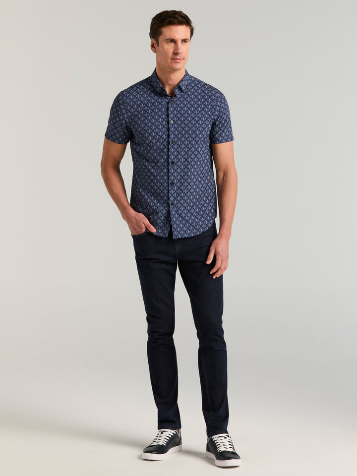Ombre Diamond Print Short Sleeve Shirt (Pageant Blue) 
