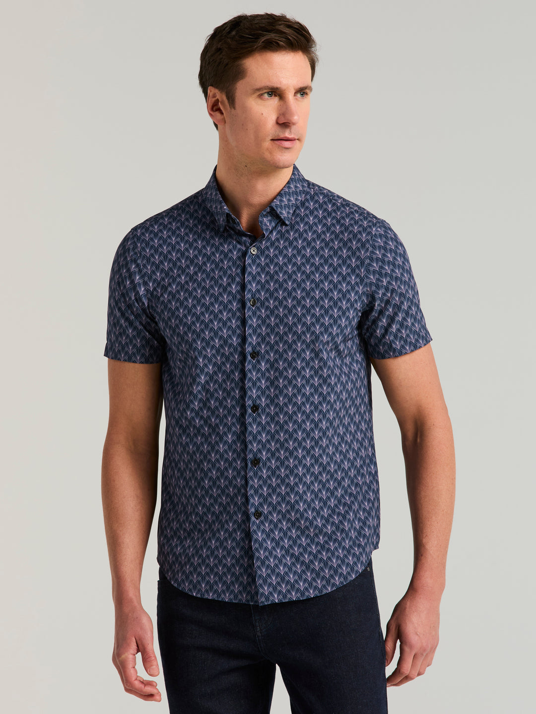 Ombre Diamond Print Short Sleeve Shirt (Pageant Blue) 