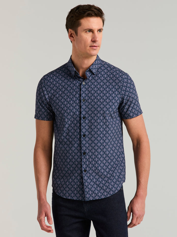 Ombre Diamond Print Short Sleeve Shirt (Pageant Blue) 
