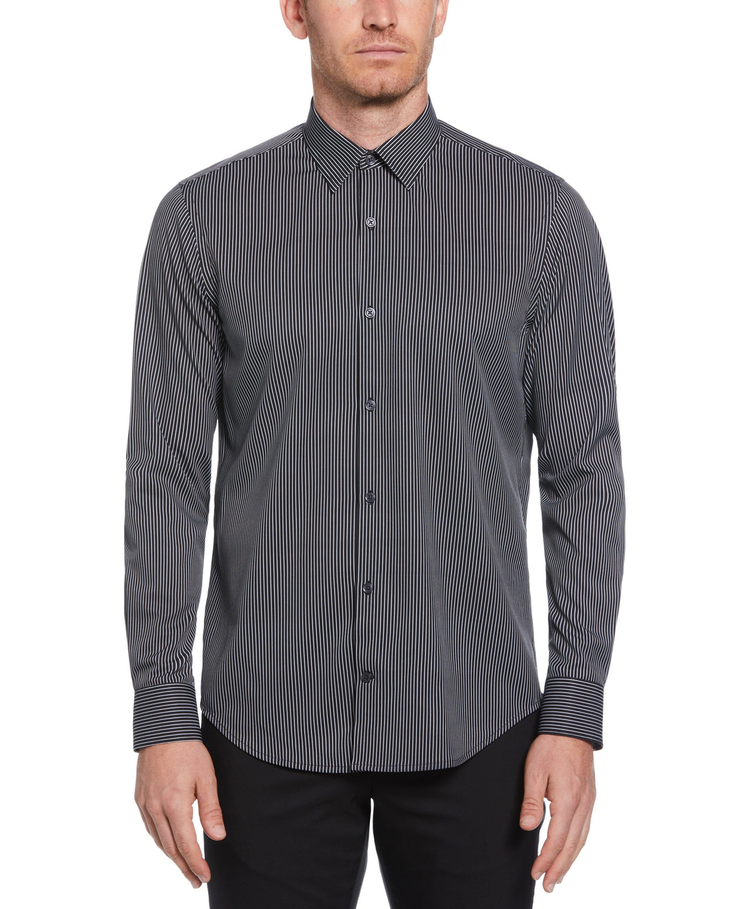Total Stretch Pinstripe Shirt (Black) 