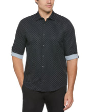 Total Stretch Rolled Sleeve Micro Geometric Shirt (Black) 