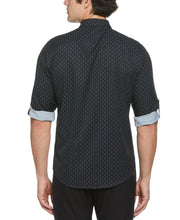 Total Stretch Rolled Sleeve Micro Geometric Shirt (Black) 